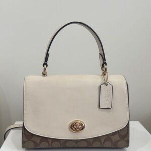 Coach Two-Tone Cream and Brown Shoulder Bag